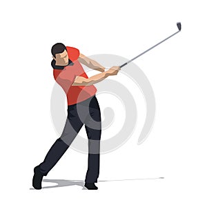 Golf swing front view, abstract vector illustration