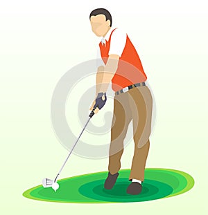 Golf swing frount view - Vector Illustration