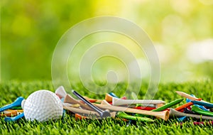 Golf tees with ball photo