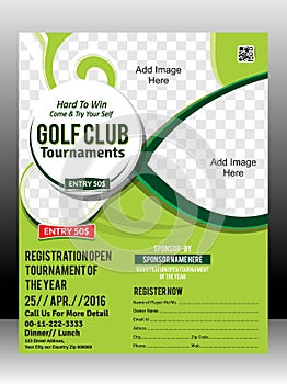 Golf tournament flyer template design illustration