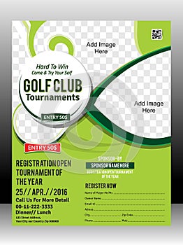 Golf tournament flyer template design illustration photo