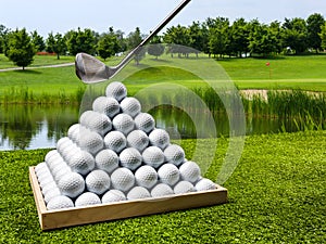 Golf training in the driving range