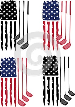Golf US flag, golf ball, golf player, golf team, golf club vector files