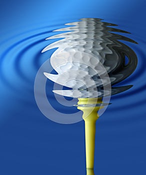 Golfball with blue ripples