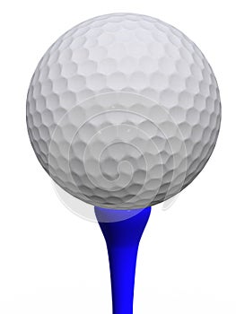 Golfball and blue tee