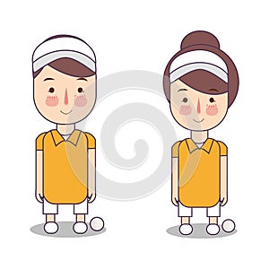 golfball boy and girl yellow color uniform clothes sportwear stylish apparel health sport outdoor activity leisure