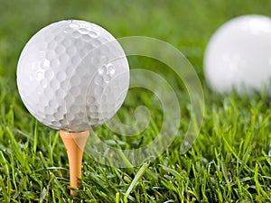 Golfball on the grass.