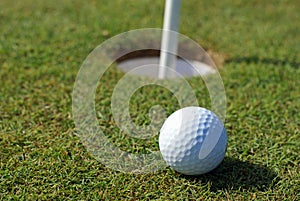 Golfball on green grass