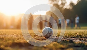 Golfball on the green summertime with a crowd - Generative AI