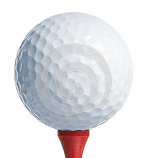 Golfball on red tee