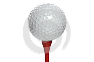 Golfball on red tee