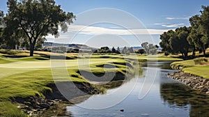 Golfcourse, Beautiful landscape of a golf court with trees and green grass