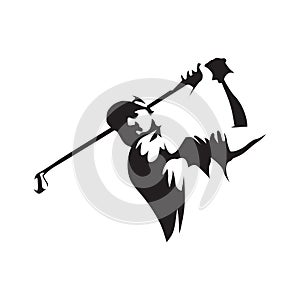 Golfer abstract silhouette, front view. Golf logo