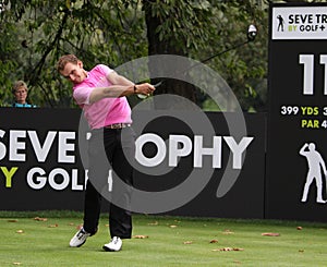 Golfer in action at the Seve trophy 2013 , france