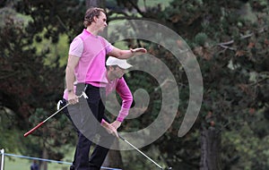 Golfer in action at the Seve trophy 2013 , france