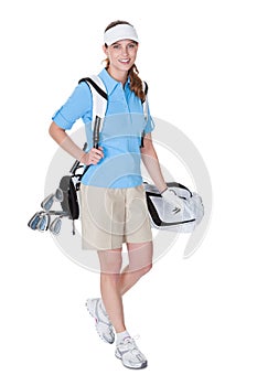 Golfer with a bag of clubs