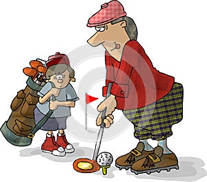 Golfer & Caddy