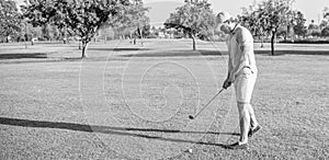 golfer in cap with golf club, copy space, sport