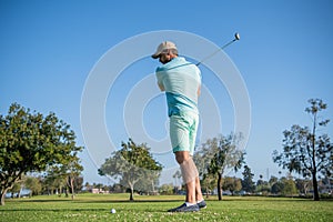 golfer in cap with golf club, golf