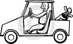 golfer driving a golf cart vector illustration