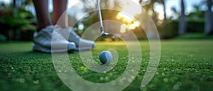 Golfer focusing on a putt