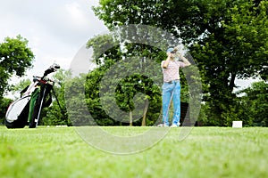 Golfer getting ready to hit the drive