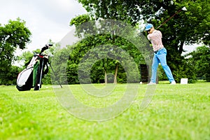 Golfer getting ready to hit the drive