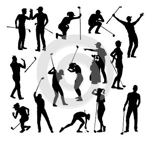 Golfer Golf Sports People Silhouette Set