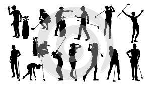 Golfer Golf Sports People Silhouette Set