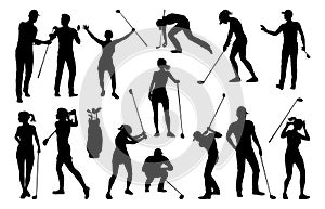 Golfer Golf Sports People Silhouette Set