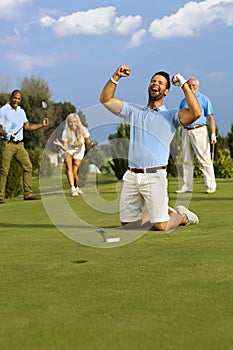 Golfer happy for putt