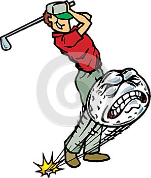 Golfer hitting golfball