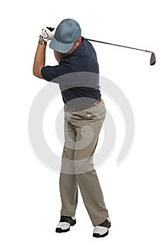 Golfer iron shot back swing