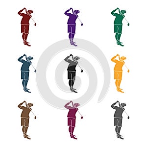 Golfer after kick icon in black style isolated on white background. Golf club symbol stock vector illustration.