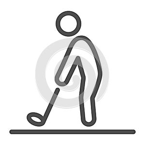 Golfer line icon, golf concept, man silhouette playing golf sign on white background, Golf player icon in outline style