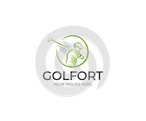 Golfer Logo Template. Golf Club Vector Design