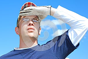 Golfer Looks to the Sky