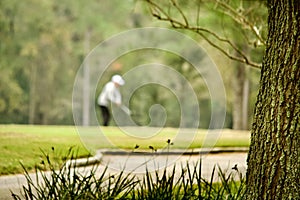 A Golfer Makes a Shot on the Golf Course