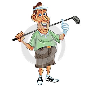 Golfer Man Cartoon Vector