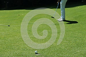 Golfer playing golf in beautiful golf course in the evening golf