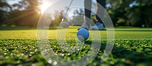 Golfer putting golf ball on the green golf