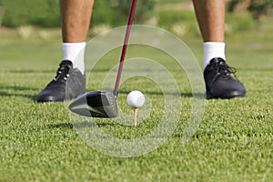 Golfer ready to tee off