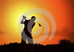 Golfers silhouette photo