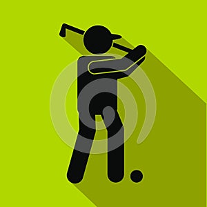 Golfer silhouette flat icon