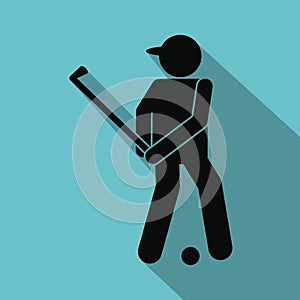 Golfer silhouette flat icon