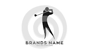 Golfer simple silhouette vector logo