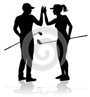 Golfer Golf Sports People in Silhouette