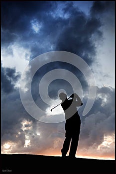 Golfer sunset wales