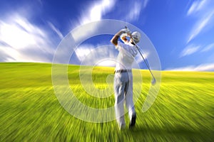 Golfer swing action