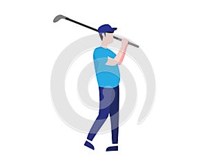 Golfer Swing His Iron Golf Illustration with Cartoon Style